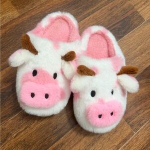Target Pink and White Cow Kids Slippers